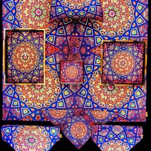 سینی چوبی طرح دار مربع شمسه