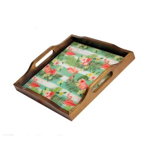 سینی چوبی طرح دار مربع فلامینگو