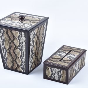 سطل تک دربدار چوبی گردویی چرم پوست ماری205